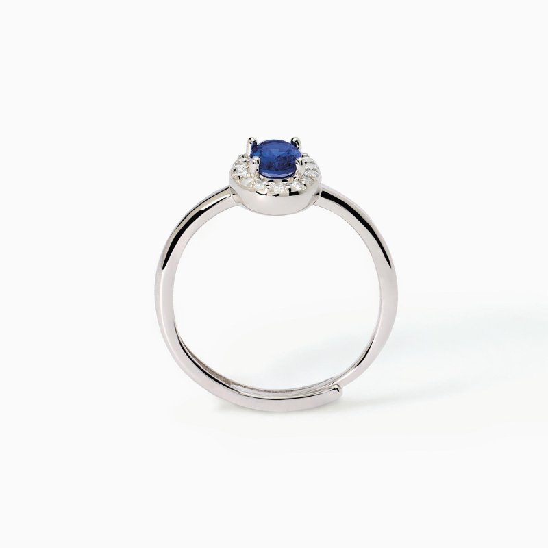 Mabina - Anello Con Zaffiro Sintetico Ovale - Argento 925 - Zirconi