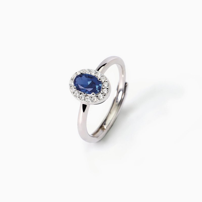 Mabina - Anello Con Zaffiro Sintetico Ovale - Argento 925 - Zirconi