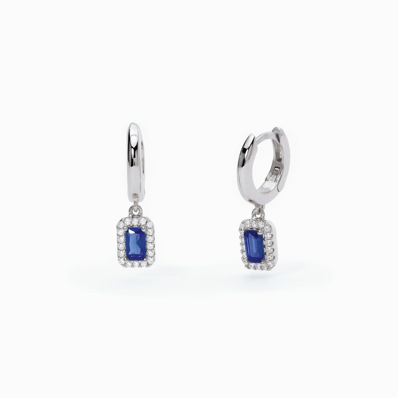 Mabina - Orecchini In Argento A Cerchio - Zaffiri Sintetici - Zirconi