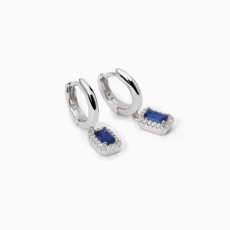 Mabina - Orecchini In Argento A Cerchio - Zaffiri Sintetici - Zirconi