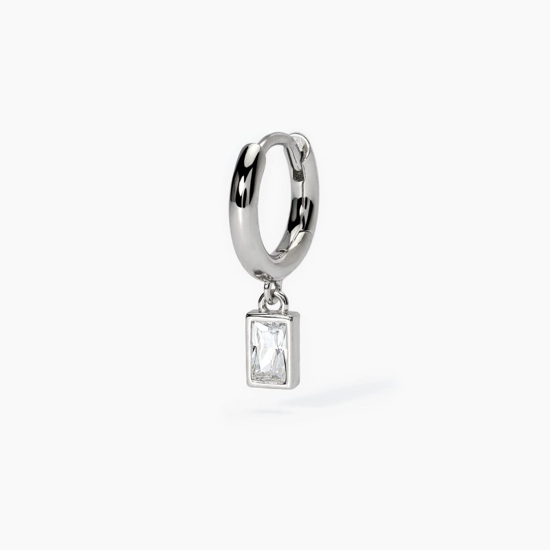 Mabina - Orecchino In Argento A Cerchio - Pendente Bianco