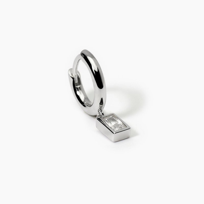 Mabina - Orecchino In Argento A Cerchio - Pendente Bianco