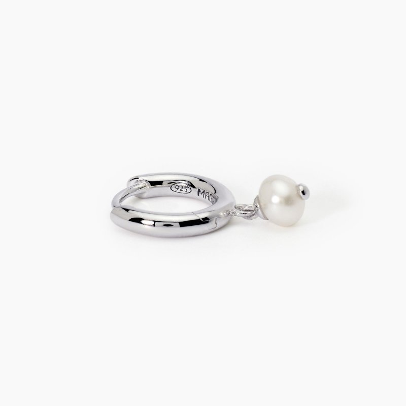 Mabina - Mono Orecchino A Cerchio - Perla Coltivata - Argento
