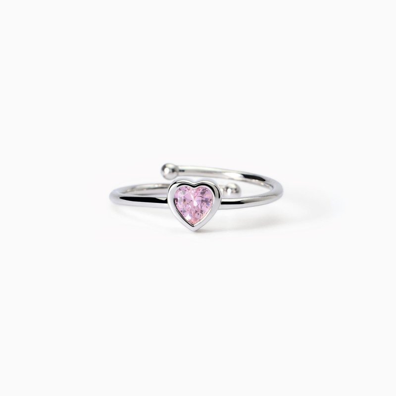 Mabina - Anello Da Bambina Con Cuore - Argento - Zircone Rosa