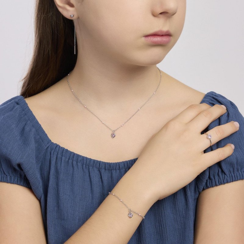 Mabina - Anello Da Bambina Con Cuore - Argento - Zircone Rosa