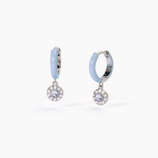 Mabina - Orecchini A Cerchio - Argento - Smalto Azzurro
