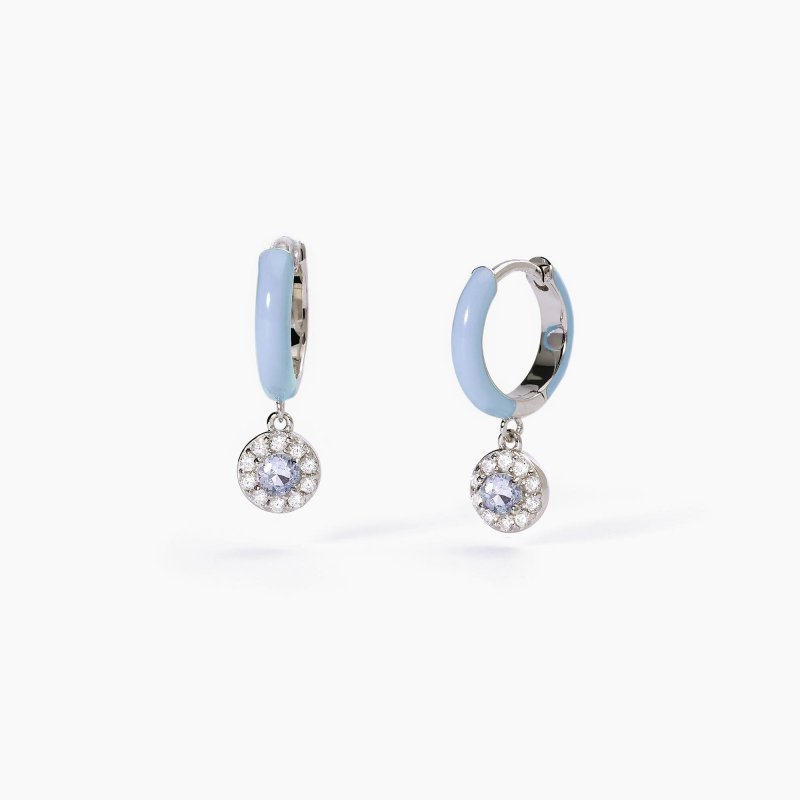 Mabina - Orecchini A Cerchio - Argento - Smalto Azzurro