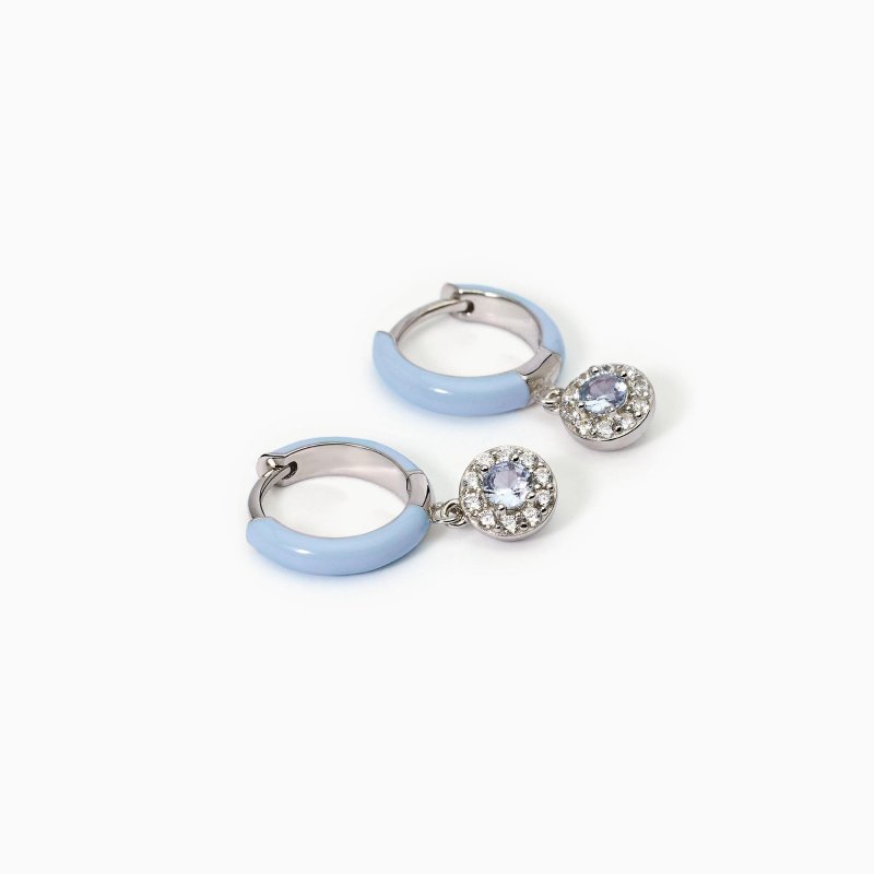 Mabina - Orecchini A Cerchio - Argento - Smalto Azzurro