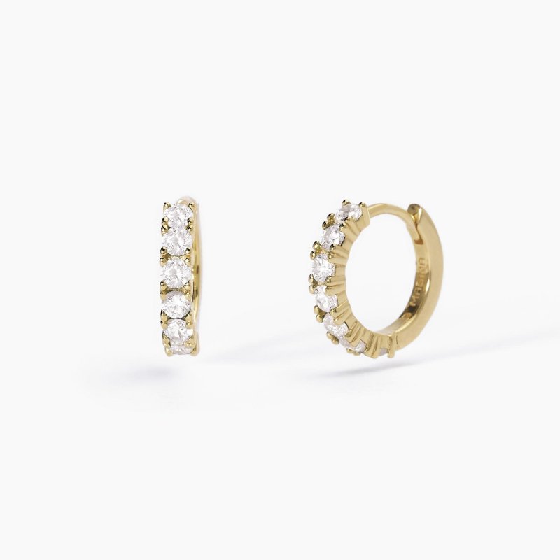Mabina - Orecchini A Cerchio Con Zirconi - Argento 925 - Placcatura Oro