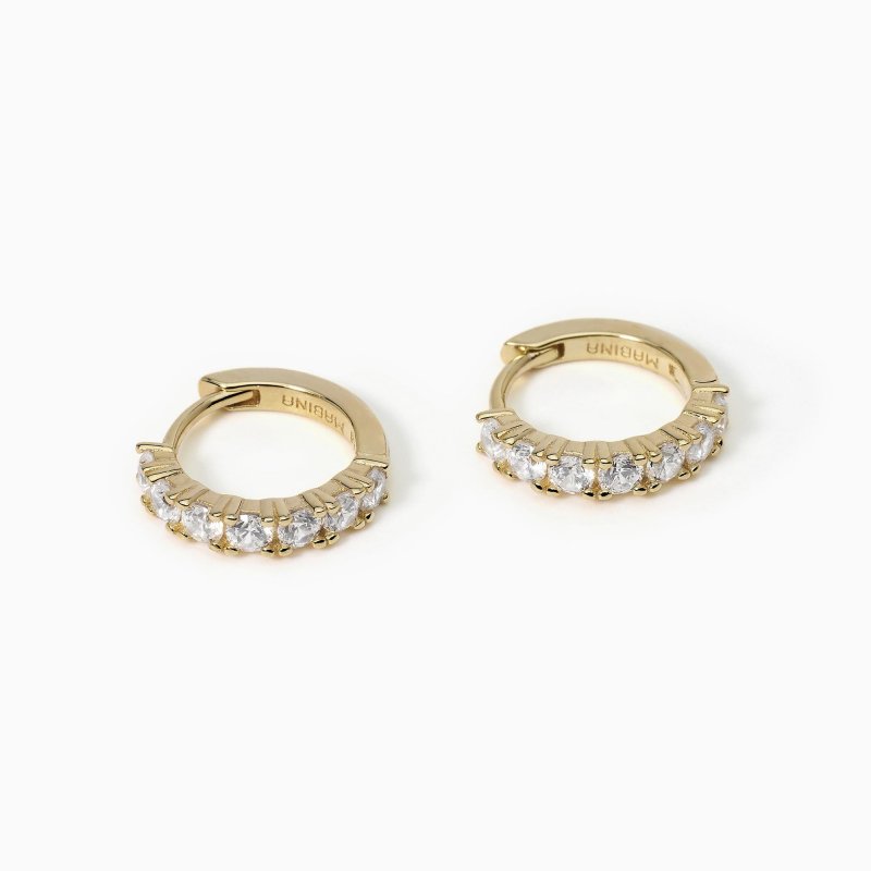 Mabina - Orecchini A Cerchio Con Zirconi - Argento 925 - Placcatura Oro