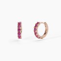 Mabina - Orecchini A Cerchio - Rubini Sintetici - Argento Rosato