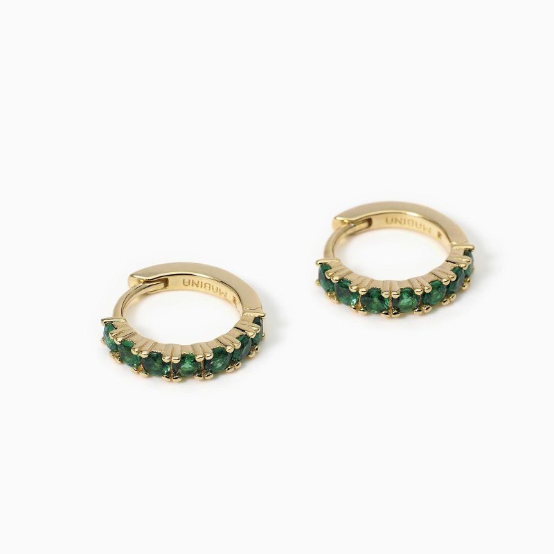 Mabina - Orecchini Soirée - Argento 925 - Smeraldi Sintetici