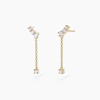 Mabina - Orecchini Pendenti Con Catena Jackie - Argento - Oro 18K