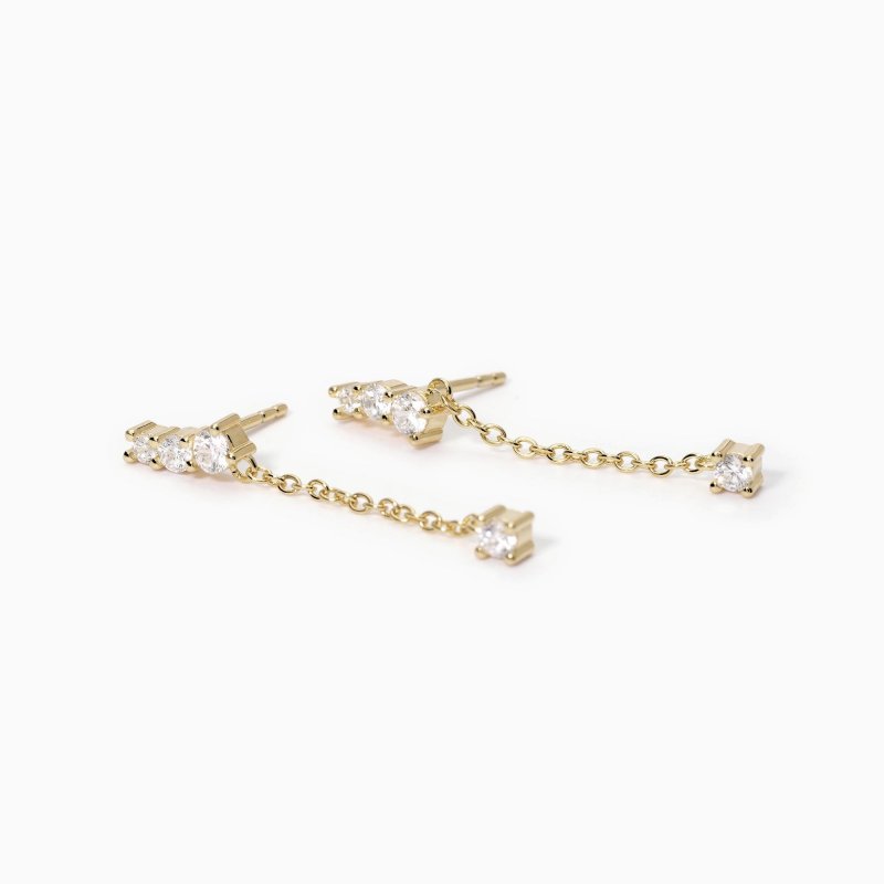 Mabina - Orecchini Pendenti Con Catena Jackie - Argento - Oro 18K