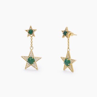 Mabina - Orecchini Stella Dorato - Agata Verde - Starlet