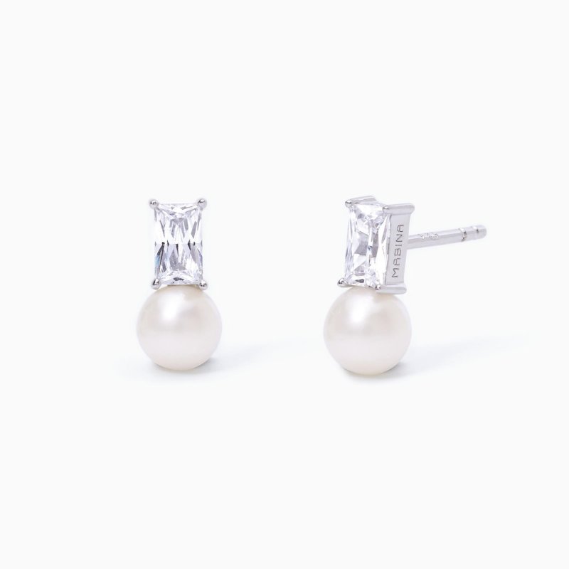 Mabina - Orecchini Con Perle Coltivate Mon Chéri - Argento - Zirconi