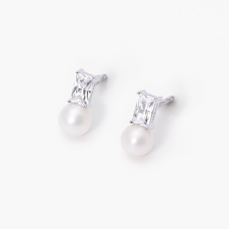 Mabina - Orecchini Con Perle Coltivate Mon Chéri - Argento - Zirconi
