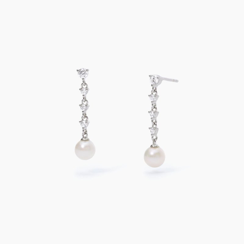 Mabina - Orecchini Con Perle Coltivate - Argento - Zirconi