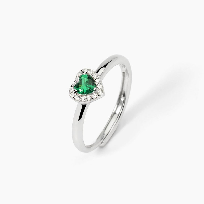 Mabina - Anello In Argento Con Smeraldo Sintetico - Love Affair