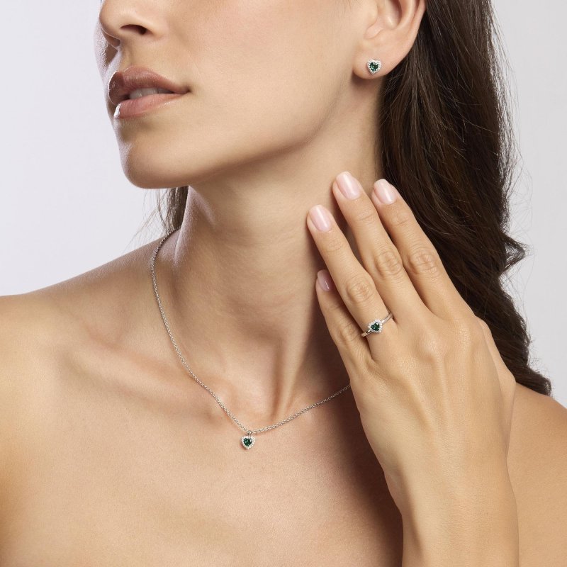 Mabina - Anello In Argento Con Smeraldo Sintetico - Love Affair