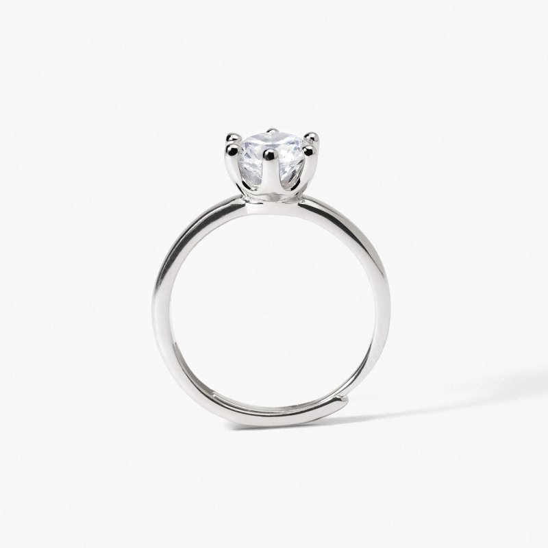 Mabina - Anello In Argento Rodiato - Zircone Solitaire