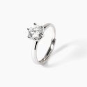 Mabina - Anello In Argento Rodiato - Zircone Solitaire