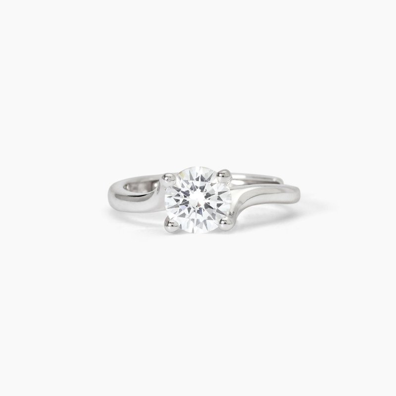 Mabina - Anello Solitario In Argento - Zircone - Regolabile