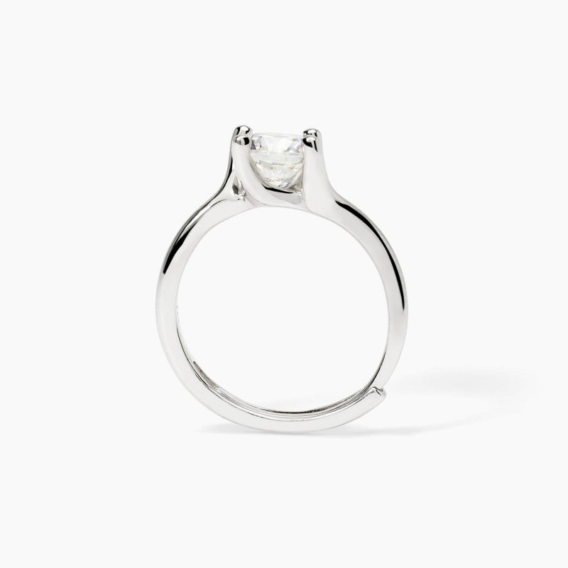 Mabina - Anello Solitario In Argento - Zircone - Regolabile