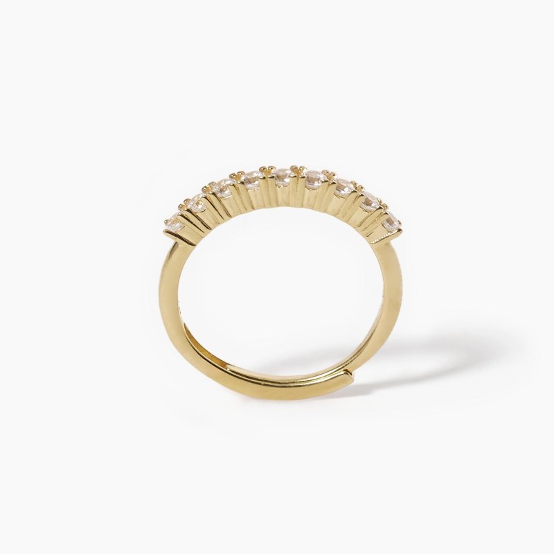 Mabina - Anello Veretta Regolabile - Dorato - Zirconi