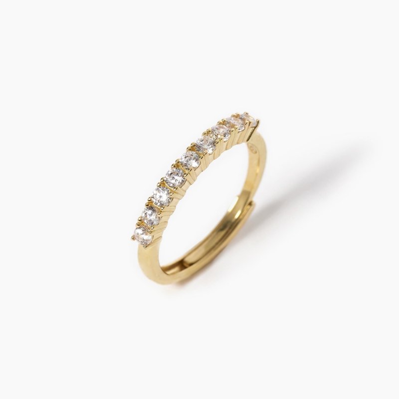Mabina - Anello Veretta Regolabile - Dorato - Zirconi