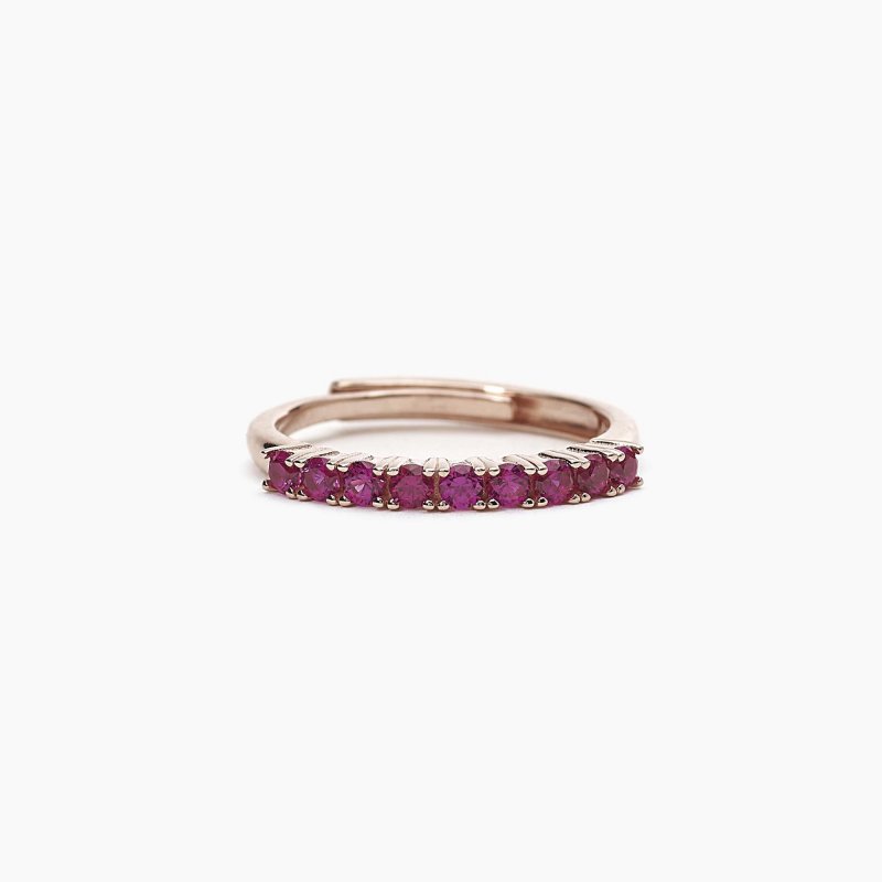 Mabina - Anello Veretta Soirée - Rubini Sintetici - Oro Rosa