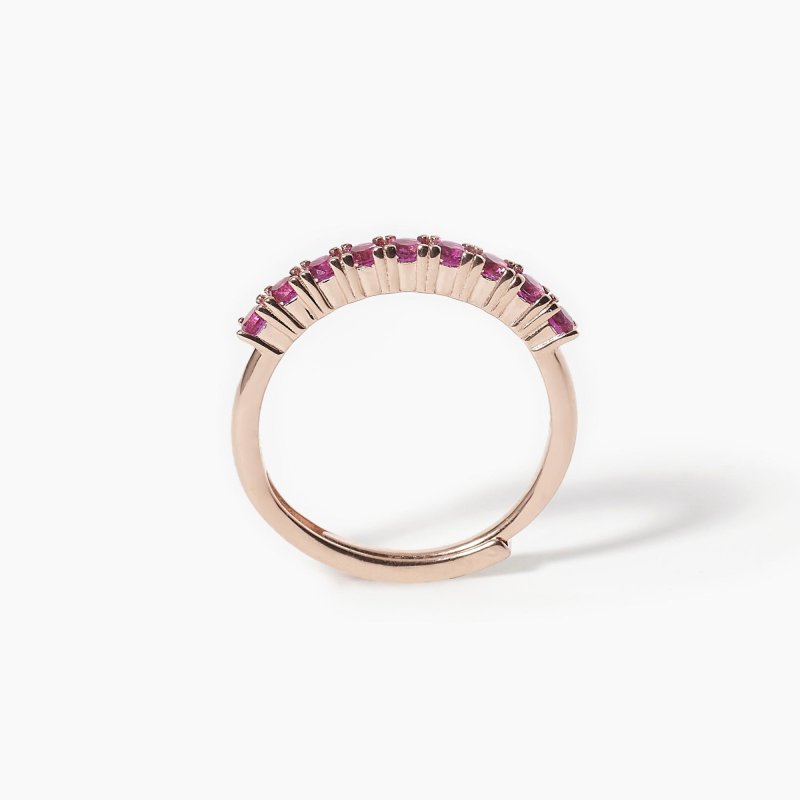 Mabina - Anello Veretta Soirée - Rubini Sintetici - Oro Rosa