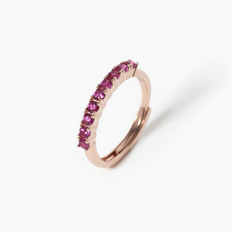 Mabina - Anello Veretta Soirée - Rubini Sintetici - Oro Rosa