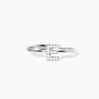 Mabina - Anello Regolabile Con Lettera E - Argento 925 - Zirconi