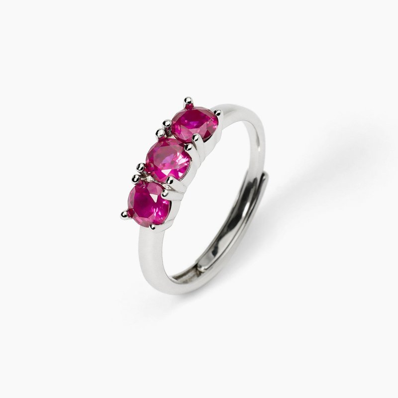 Mabina - Anello In Argento Rodiato - Rubini Sintetici