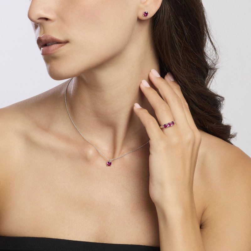 Mabina - Anello In Argento Rodiato - Rubini Sintetici