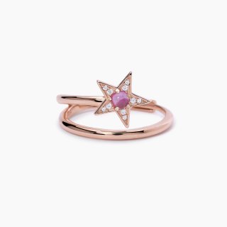 Mabina - Anello Stella Rosato - Tormalina Sintetica - Argento