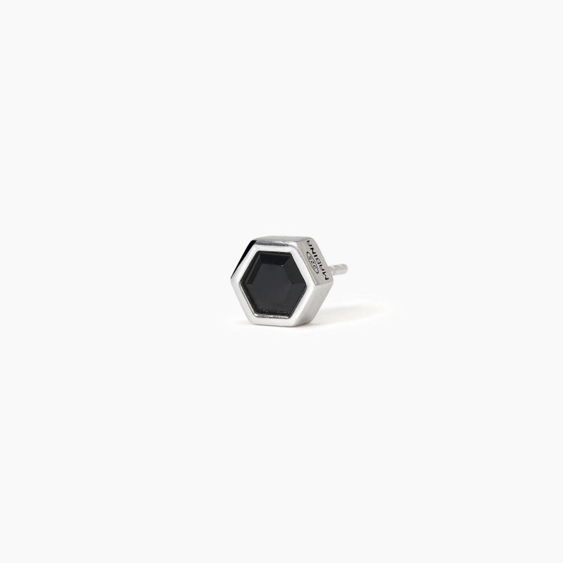 Mabina - Orecchino In Argento - Forma Esagonale - Zircone Nero