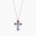 Mabina - Girocollo Con Ciondolo Croce - Multicolor - Argento