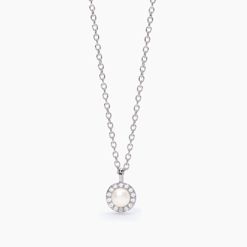 Mabina - Girocollo Con Perle Coltivate - Argento 925 - Zirconi