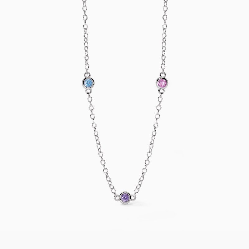 Mabina - Girocollo Da Bambina Multicolor Rainbow - Argento - Zirconi