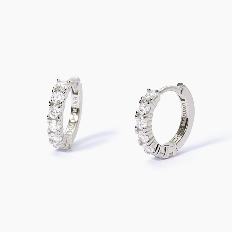 Mabina - Orecchini A Cerchio Con Zirconi - Argento - Zirconi