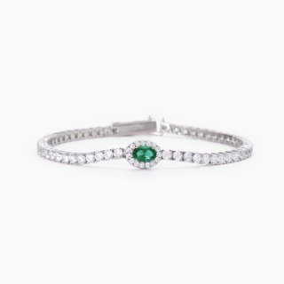 Mabina - Bracciale Tennis - Argento - Smeraldo Sintetico