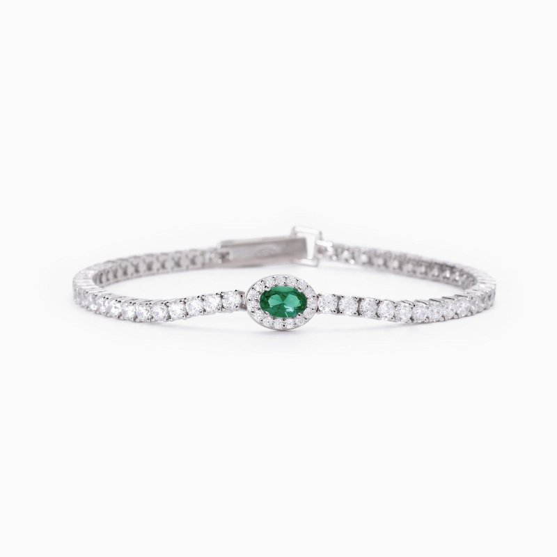 Mabina - Bracciale Tennis - Argento - Smeraldo Sintetico