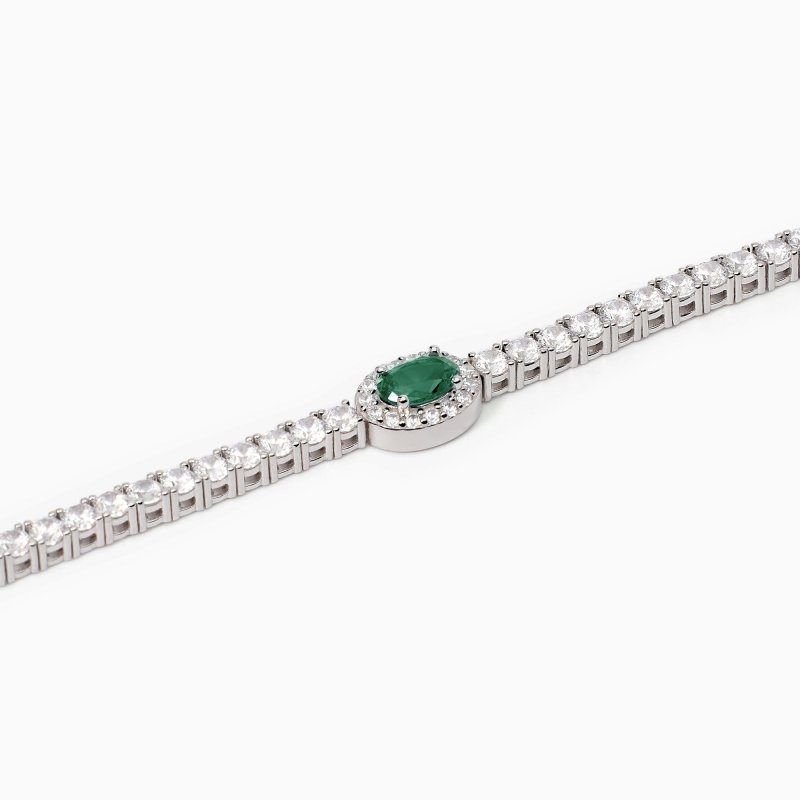 Mabina - Bracciale Tennis - Argento - Smeraldo Sintetico