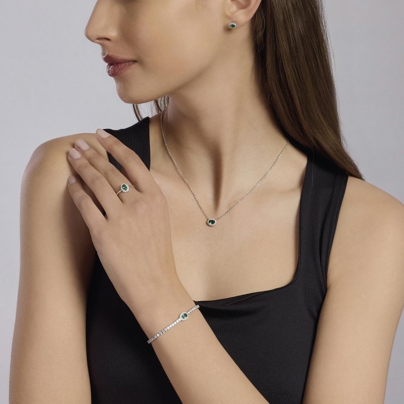 Mabina - Bracciale Tennis - Argento - Smeraldo Sintetico