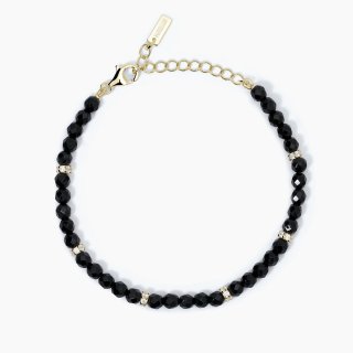 Mabina - Bracciale In Argento Con Agata Nera - Elegante - Placcato Oro