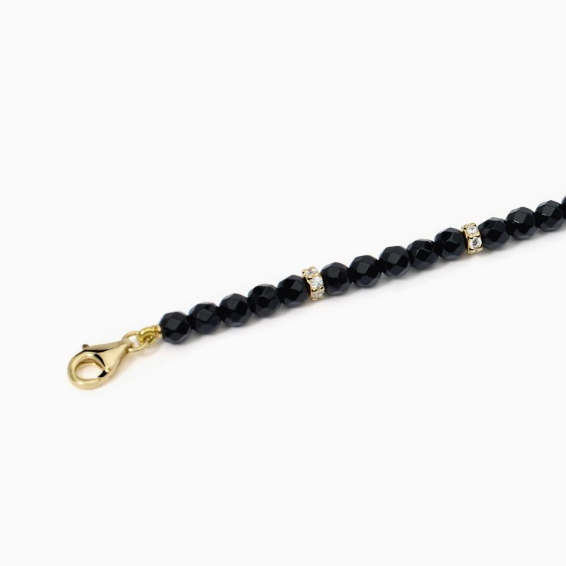 Mabina - Bracciale In Argento Con Agata Nera - Elegante - Placcato Oro