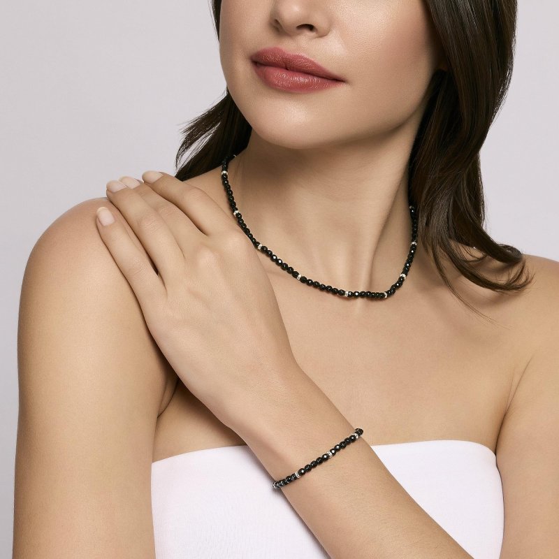 Mabina - Bracciale In Argento Con Agata Nera - Elegante - Placcato Oro