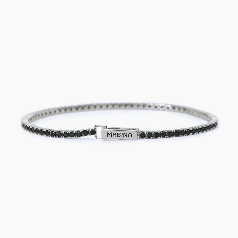Mabina - Bracciale Tennis Nero - Argento - Zirconi